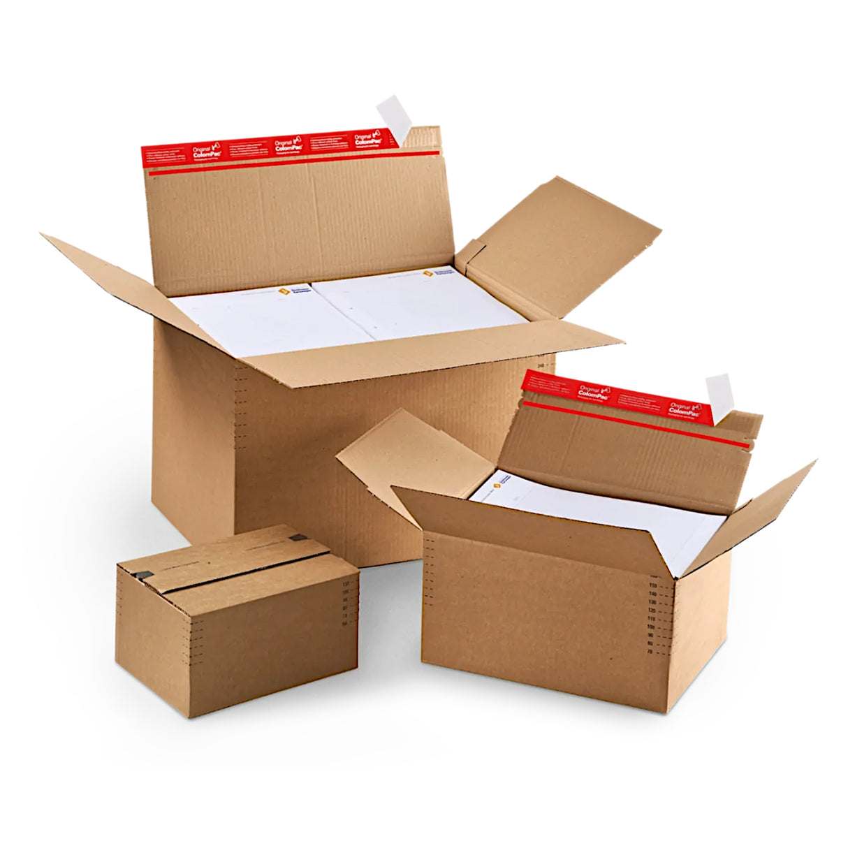 Itsesulkeutuva säädettävän syvyyden pahvilaatikko lähetyksiä varten