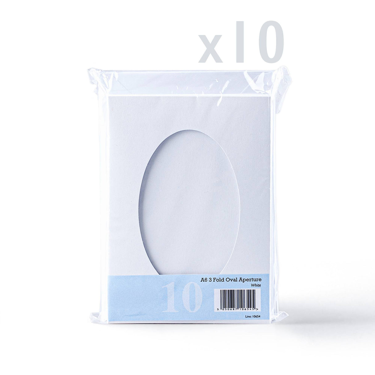 Valkoiset kolmiosaiset kortit, ovaali aukko – pakkaus