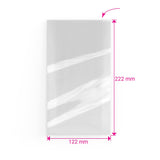 Ylhäältä avoin pussi sellofaanista