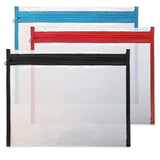 Sininen vetoketjullinen kirjalaukku